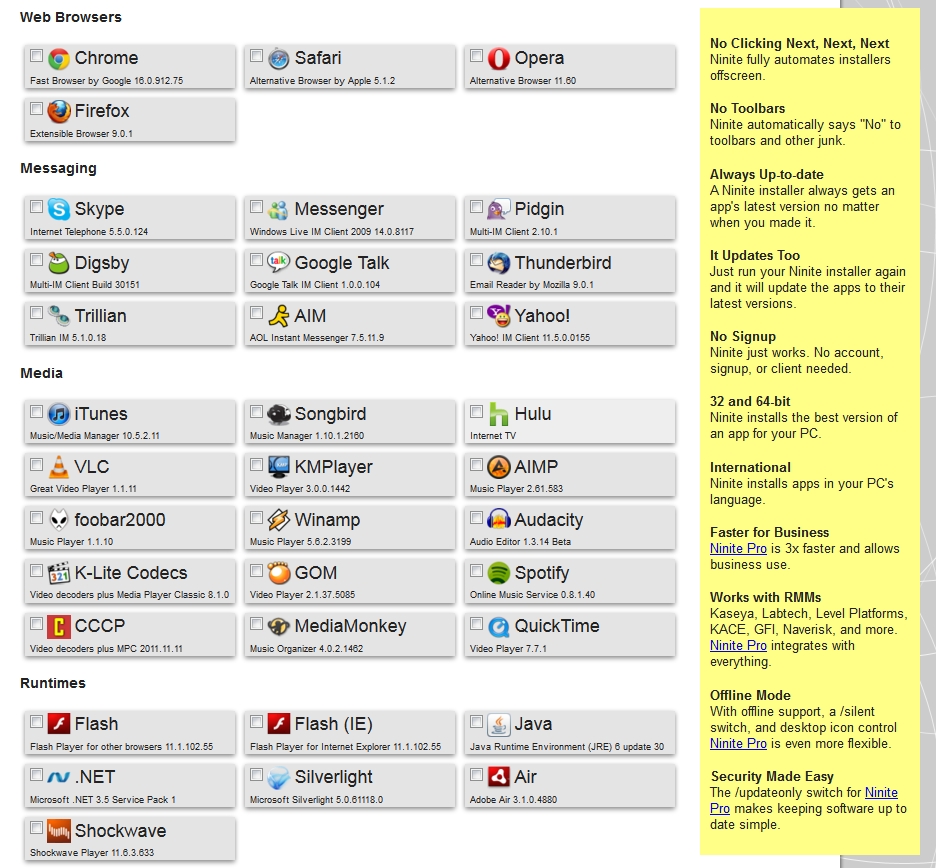ninite pro app list ninite pro app list