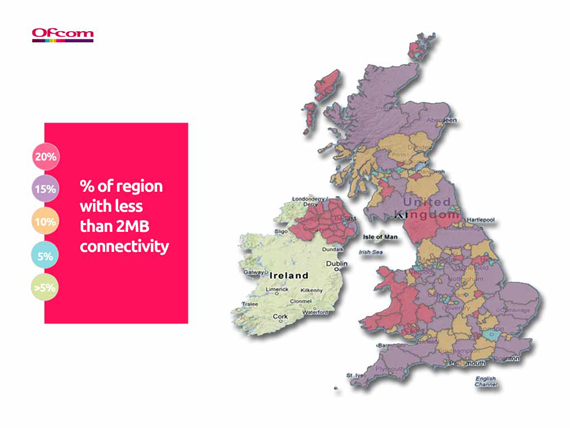 Ofcom broadband speed map for the UK